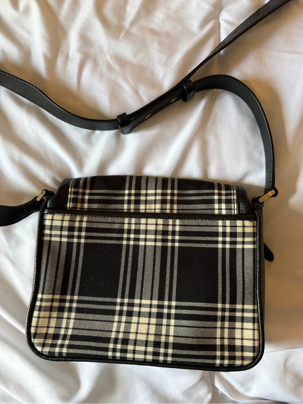 kate spade Black and Cream Plaid Crossbody Shoulder Bag